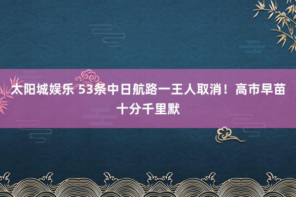 太阳城娱乐 53条中日航路一王人取消！高市早苗十分千里默