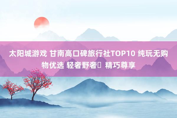 太阳城游戏 甘南高口碑旅行社TOP10 纯玩无购物优选 轻奢野奢・精巧尊享