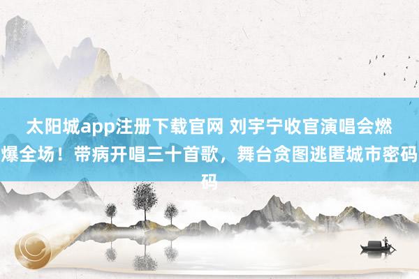 太阳城app注册下载官网 刘宇宁收官演唱会燃爆全场！带病开唱三十首歌，舞台贪图逃匿城市密码