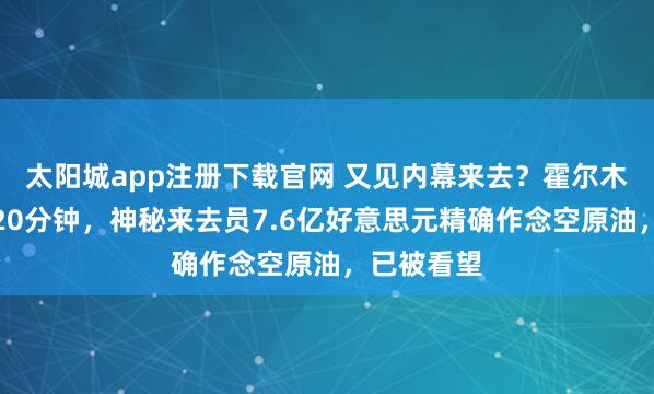 太阳城app注册下载官网 又见内幕来去？霍尔木兹绽放前20分钟，神秘来去员7.6亿好意思元精确作念空原油，已被看望