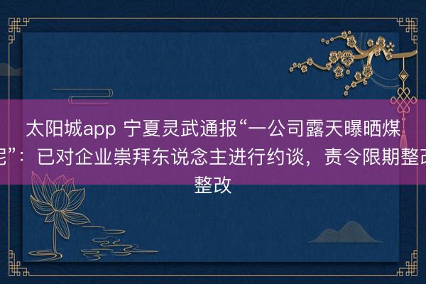 太阳城app 宁夏灵武通报“一公司露天曝晒煤泥”：已对企业崇拜东说念主进行约谈，责令限期整改